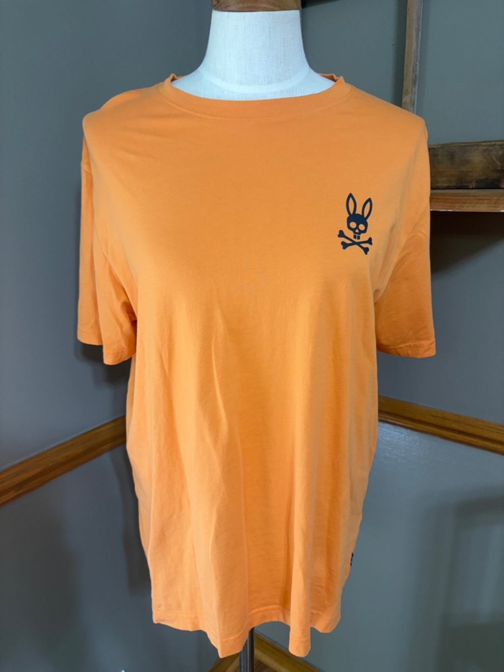 Psycho Bunny Orange chicago Pima cotton crew neck graphic tee shirt size 6